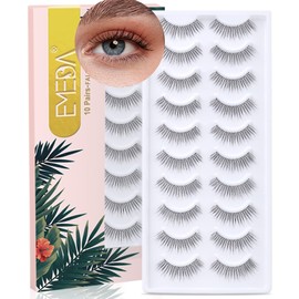 Natural False Eyelashes, 10 Pairs, Transparent Tape Eyelash Strips, 8-11 mm, Short and Soft Eyelashes in Natural Look, Natural Fake Lashes, Short False Eyelashes (A37)