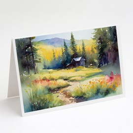 Montana Bitterroot in Watercolor Greeting Cards and Envelopes Pack of 8