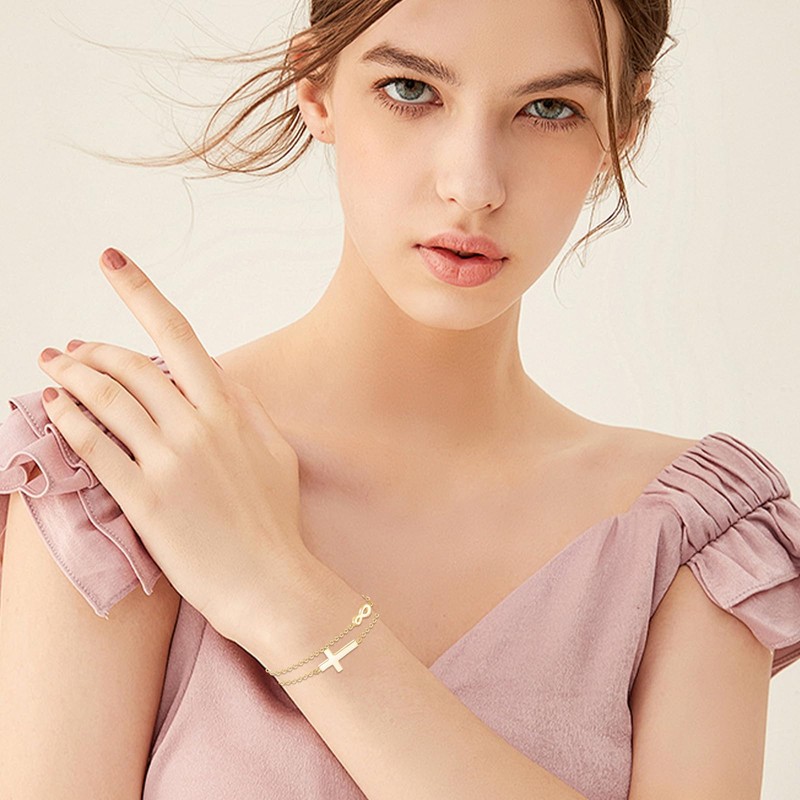 OHAYOO Infinity Bracelet Women's 925 Sterling Silver Rose Gold Bracelet