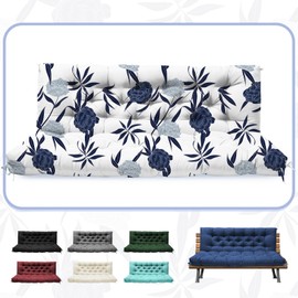 DANGHOOGY Porch Swing Cushions, Waterproof Outdoor Swing Cushions for Patio Furniture with Backresk, 2-3 Seater Thickened Patio Swing Replacement Cushion 60×40" (Blue Enchantress)
