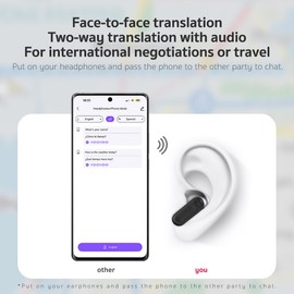 NE20 AI Translation Earbuds Real Time, 5 Translation Modes, LCD Touch Screen, 60H Playtime, HiFi Sound, 134 Languages Translation Earbuds for Travel, Business (White)