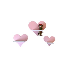 PsGreen Mini Heart Set of 3 Compatible with Tonie Figures, Tonier Shelf Toniebox Tonie Expansion - Extension Shelf - Children's Room (Pink)