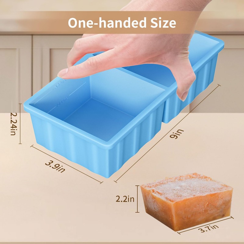 Silicone Freezer Tray for Soup Ice Cubes: 2-Cup Freezing Tray