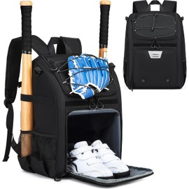 HAMBOLY Youth Baseball Bag, Softball Bag for Girls & Boys, Kids T-Ball Backpack with Shoes Compartment, 2025 Upgrade Design, Pro-Grade Storage, Built for Future MVPs