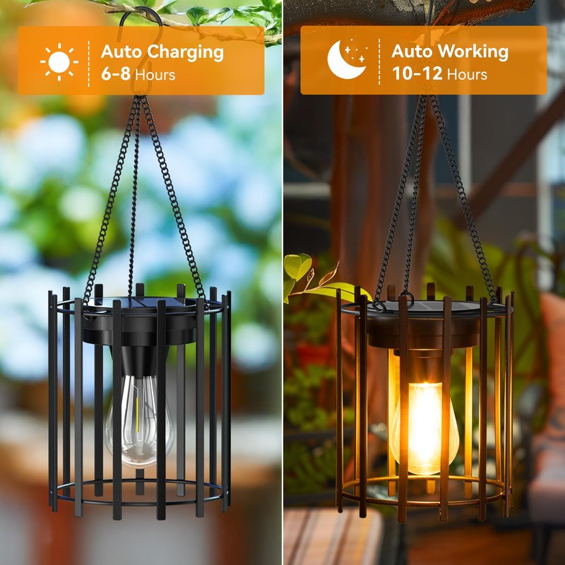KOOPER Solar Lanterns Outdoor Waterproof, 14.56" Upgraded Bright Hanging Solar