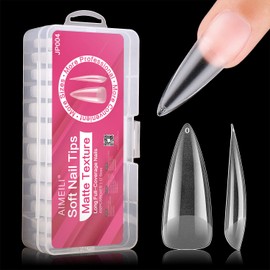 AIMEILI False Nail Tips 432PCS Pre-buff Nail Tips Full Cover Nail Tips for Soak Off Nail Extension, Acrylic False Press on Nails with Box for Nail Art Salon and Home DIY, 10 Sizes