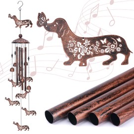 Dachshund Dog Wind Chimes for Outside, Metal Dog Windchimes for Women Men, Pet Memorial Wind Chime Birthday Gifts for Garden Decor Outdoor Memorial Housewarming Festival Gifts Front Yard Decor