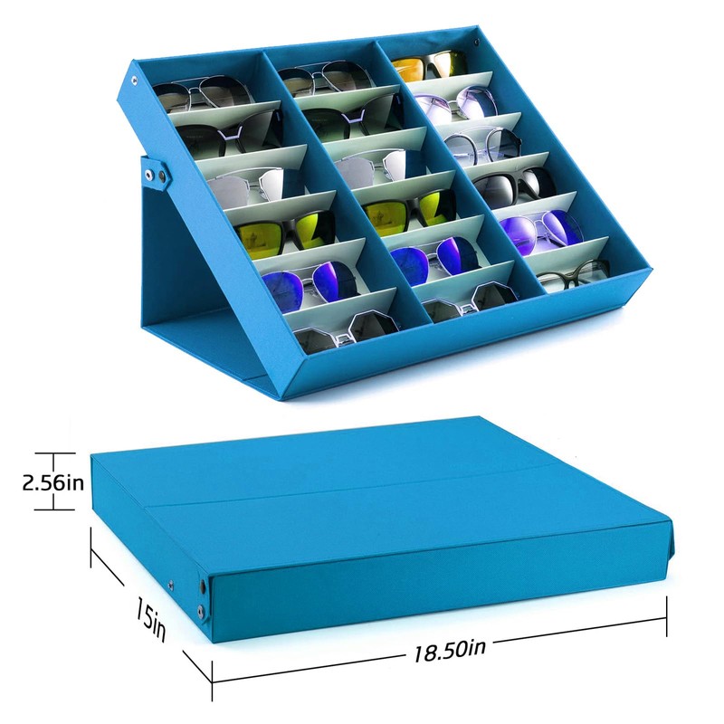 jiffordwind 18 Slot Sunglasses Organizer Box Stand Display Case/Tray, Snap