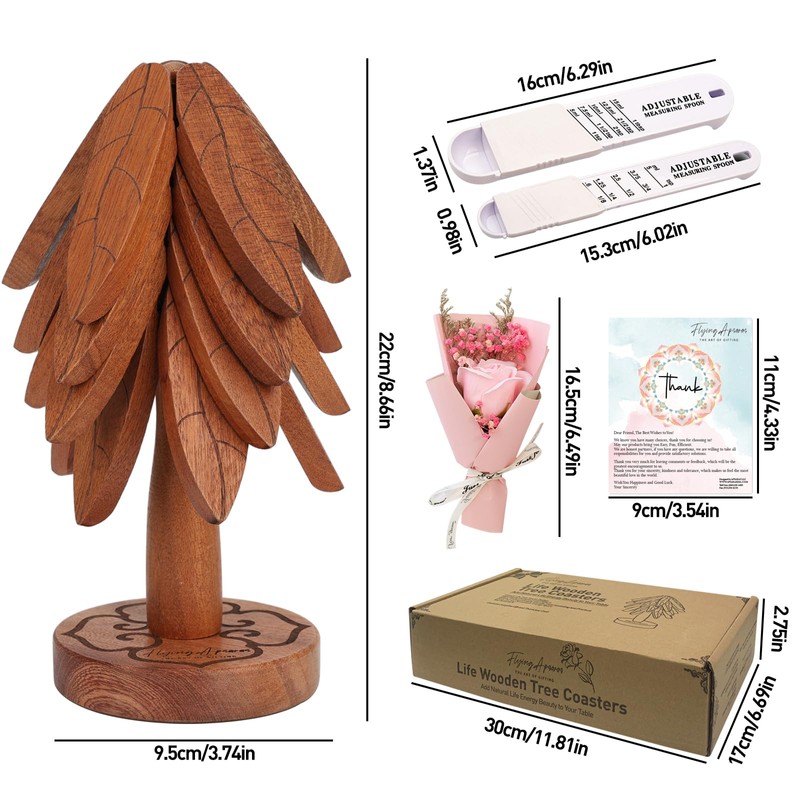 Life Tree Coaster for Hot Dishes,4 Texture Trivets,Unique Energy Pattern