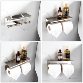 Double Toilet Paper Holder with Shelf Brushed Nickel Toilet Paper Holder Wall Mounted