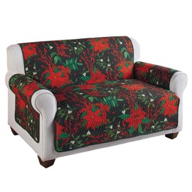 Stoneberry Home® Holiday Furniture Protector - Loveseat Polyester Poinsettia
