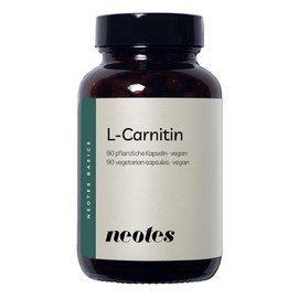 neotes L-Carnitin Kapseln – 1000 mg L-Carnitin Tartrat pro Tagesdosis - Hochdosiert 90 Kapseln für 45 Tage – Vegan & Ohne Zusätze – Für Sport & Energie