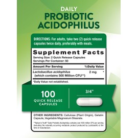 Nature's Truth Nature's Truth Probiotics for Men and Women | 500 Million CFU | 100 Capsules | Non-GMO & Gluten Free Supplement