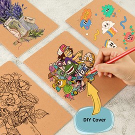 Labkiss 24 Pack Blank Notebook & Journal Bulk, Kraft Cover, Unlined Plain Thick Paper, A5 Size, 5.5x8.3 inch, 60 Page, Small Sketchbook Subject Note Pad Set for Women Men Kids Traveler Student Office