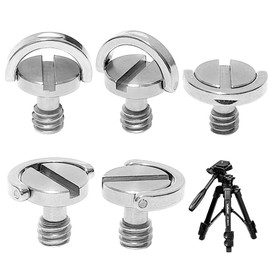 1/4 Inch Camera Mounting Screw, Pack of 5, Camera Tripod Quick Release Screw D Ring Screw for Tripod, Ball Head, Monopod, Quick Release Plate