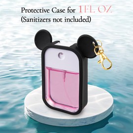 TERPINK Silicone Case Compatible with Touchland Hand Sanitizer Spray 1 fl oz, Mouse Design Protective Case with Keychain for Power Mist and Glow Mist, Hand Sanitizer Spray Accessory 1 Pack (Black)