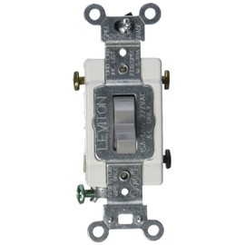 Leviton CS315-2GY 15-Amp, 120/277-Volt, Toggle 3-Way AC Quiet Switch, Commercial Grade, Grounding, Gray