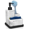 Soap Dispenser with Sponge Holder and Brush Holder,White Marble 3