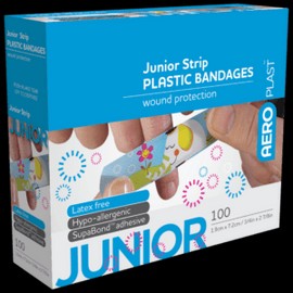 AEROPLAST Plastic Junior Strip 7.2 x 1.9cm 100 Packs
