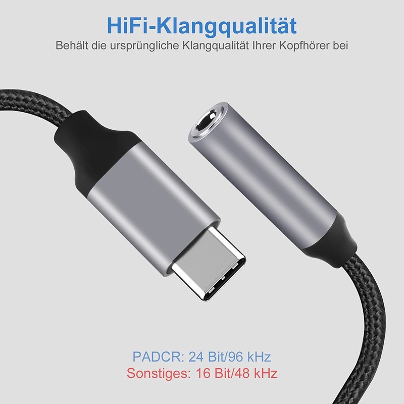 PADCR USB C Headphone Adapter, USB-C to 3.5 mm Jack