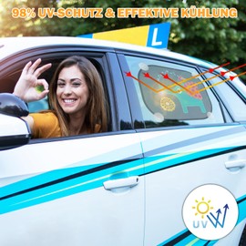 Baby Car Sun Protection with UV Protection, Sun Protection Visor Car with 8 Suction Cups, 45 x 35.5 cm Car Window Sun Shade for Children, Car Sun Protection Baby with Cute Animal Motifs - Set of 2