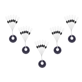 Pack of 300/600 Rubber Fishing Bobber Stoppers, 6 in 1 Float Sinker Stops, 3 Sizes, Black, Red, Orange, Oval Cylinder Float Stop, Available (Black-Oval, M-300 Pieces)