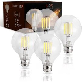 KOR 4 Pack 5.5W (60W Equivalent) Clear G25 Globe Led Light Bulbs 2700K Warm White Dimmable Filament G25 Vintage LED E26 Base Dimmable Globe for Bathroom Vanity Bedroom Pendant