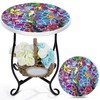 Weysat 14" Mosaic Side Table Outdoor Small Patio Side Round