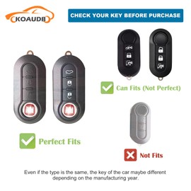 Koaudb Car Key Fob Cover Case Shell Fit for Fiat 500 500L Brava Bravo Fiorino Punto Panda Qubo Stilo Lancia 3 Buttons Flip Folding Key Case Shell with Keychain Black Gold (R-Fia-B)