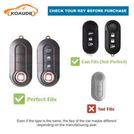 Koaudb Car Key Fob Cover Case Shell Fit for Fiat 500 500L Brava Bravo Fiorino Punto Panda Qubo Stilo Lancia 3 Buttons Flip Folding Key Case Shell with Keychain Black Gold (R-Fia-B)