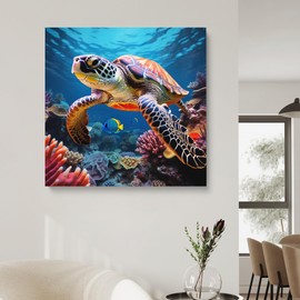 Beautiful Sea Turtle Painting Canvas Framed Painting Of A Sea Turtle Artwork