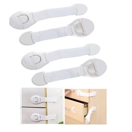 Child Safety Cupboards Straps Door Locks for Cabinets Drawers Kitchen Toilet Fridge Baby Proofing Kit Easy Installation, Children Childproof Lock No Drilling Required (Pack of 04)