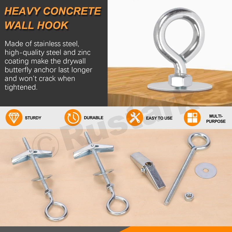 Rustark 15Pcs M5 O-Shaped Eye Bolt Toggle Anchor Assortment Kit