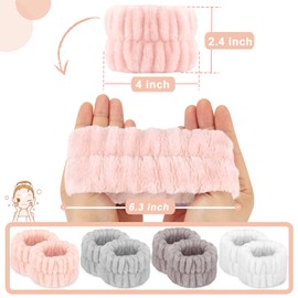Crosize 8 Pcs Microfiber Spa Wrist Bands for Women's Washing Face, Absorbent Face Washing Wristbands, Yoga Practitioners, Fast Drying, Set of 4 Colors