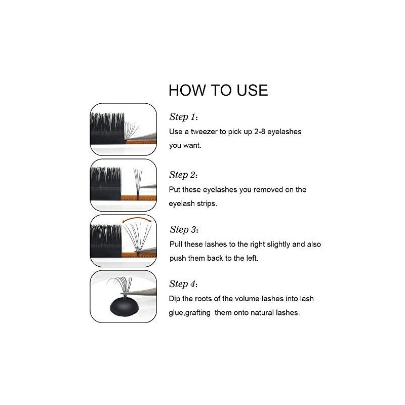 Easy Fan Lashes DD-0.03-12 Eyelash Extensions Easy Fan Russian Lashes