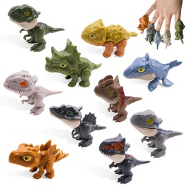 GZLCEU Pack of 10 Dinosaur Finger Toy, Mini Dinosaur Set ABS Dinosaur Bite Fingers for Children, Boys and Girls Dinosaur Bite Fingers (Mixed Colours)