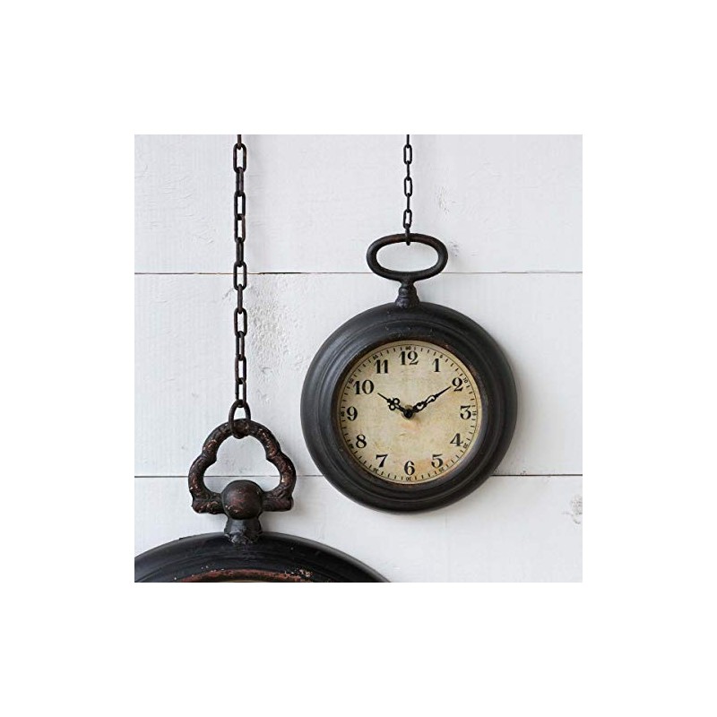Park Hill Collection EAK80351 Pocket Watch Wall Clock, Small, Black,