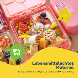 schmatzfatz easy Kinder Snackbox, Brotdose, Brotdose mit Fächern, Bento Box, Brotdose, Lunchbox, Geschenk (Rosa)