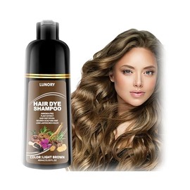 Champú de tinte para cabello marrón claro para cobertura 100% de las canas - Champú de color para cabello 3 en 1 con aceite de argán y ginseng, sin am