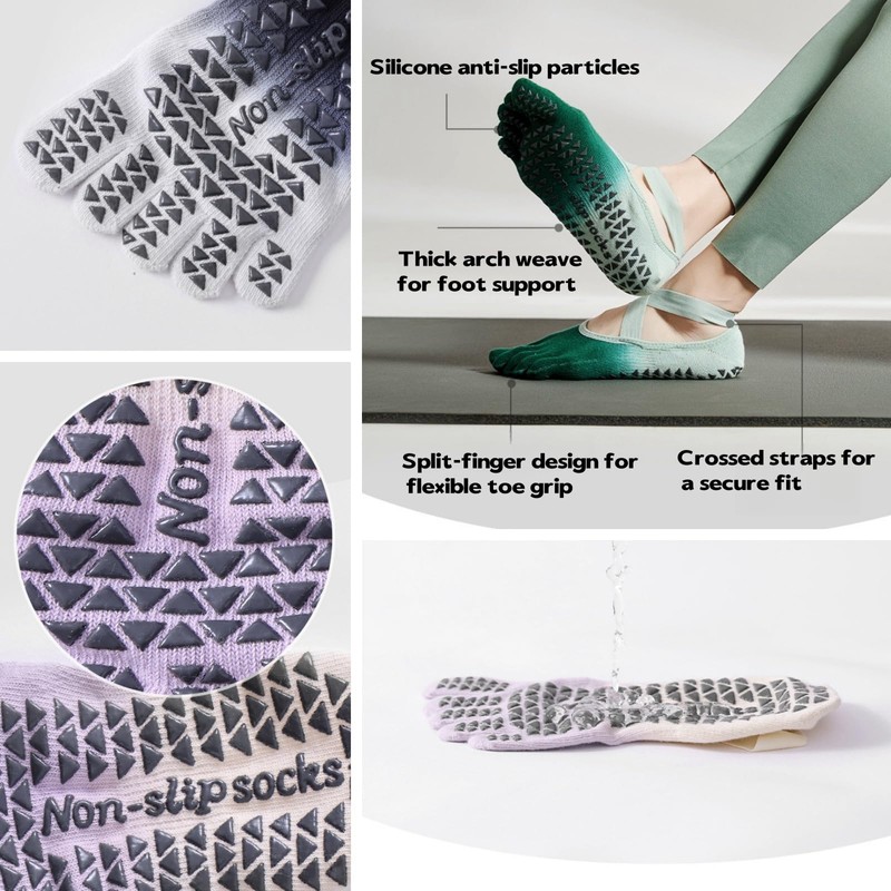 JMFahrrad Women's Non-Slip Yoga Toe Socks, Separated Toes Design, Ballet