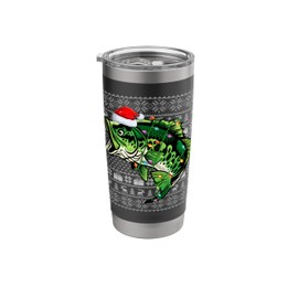 Ugly Xmas Lighting Santa Hat Striped Bass Fish Christmas Stainless Steel Insulated Tumbler
