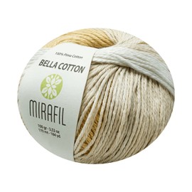Juego de 3 ovillos Mirafil Bella algodón, colores variados, 100% algodón Pima, 50 g, 85 m, peso del hilo: 4: Worsted-Aran (Cleopatra Beach)