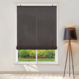 LazBlinds Cordless Roller Shades, Light-Filtering Hanging Window Blinds, UV Protection Waterproof Roll Up Blinds for Windows, French Doors, Patio Indoor/Outdoor Porch, 28'' W x 48'' H, Dark Coffee