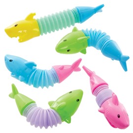 Baker Ross FN533 Shark Pop Tubes - Pack of 10, Party Bag Filler Toys for Kids