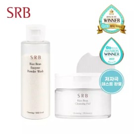 SRB [SRB 쌀뜨물 클렌징 세트] 효소 세안제 70g + 클렌징 패드 60매 SRB Rice Bran Cleansing Set: Enzyme Face Wash 70g + Cleansing Pads 60 Sheets