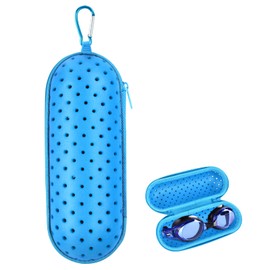 DIELOVEHUA Swimming goggles case, swim glasses case, glasses case with carabiner and drainage hole, glasses case, hard case, unisex swimming goggles case