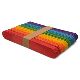 Colored Popsicle Sticks for Crafts, Large Colored Craft Sticks, Pack of 100, Each Stick 6” Long x 3/4” Wide, by Woodpeckers