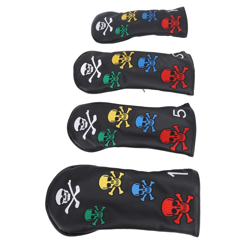 4Pcs Skull Golf Club Head Covers Golf Club Headcovers Colorful