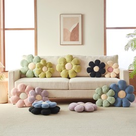 Xuyier Flower Shaped Throw Pillow,Soft Daisy Pillow with Decorative Pillows for Bed Couch Chair Floor, Flower Plush Pillows for Living Room Bed Room Seat Cushion(19.6" Blue)