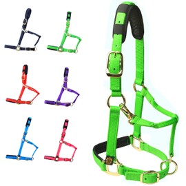 T TEKE Adjustable Horse Halter by Heavy Duty Soft Nylon, Padded with Anti-rubbing Waffle Neoprene on Both Crown & Nose